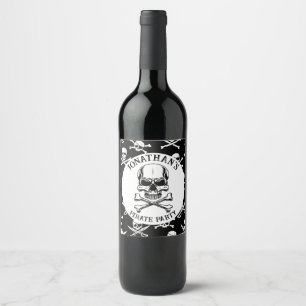 Pirate theme Party Adult Ship Skull Wine Label