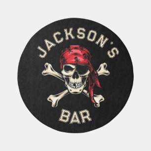Pirate theme Party Adult Ships Skull. Black Outdoor Rug