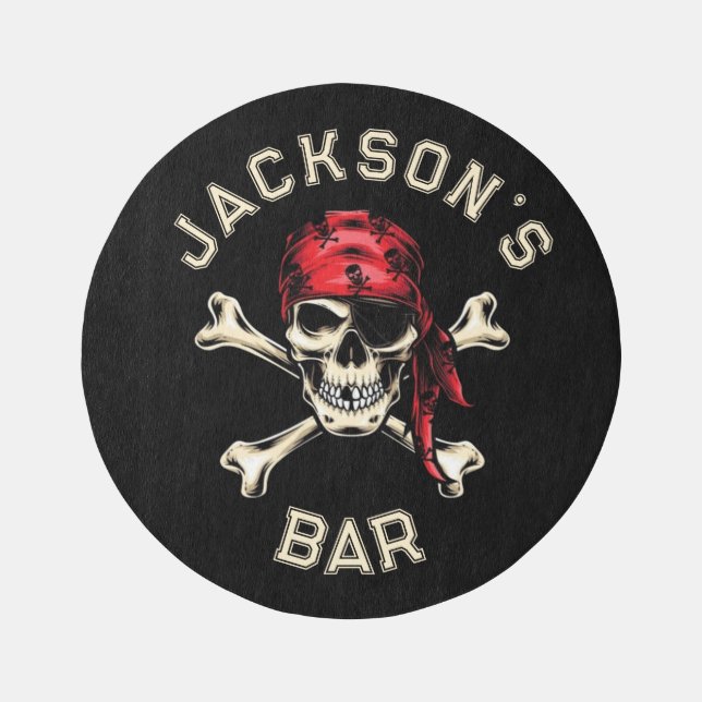 Pirate theme Party Adult Ships Skull. Black Outdoor Rug (Front)
