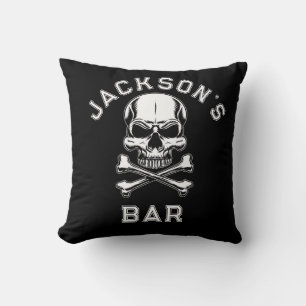 Pirate theme Party Adult Ships Skull. Black Throw Pillow