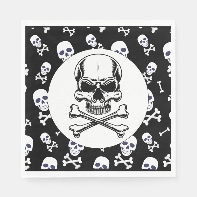 Pirate theme party adult ships skulls napkins (Front)