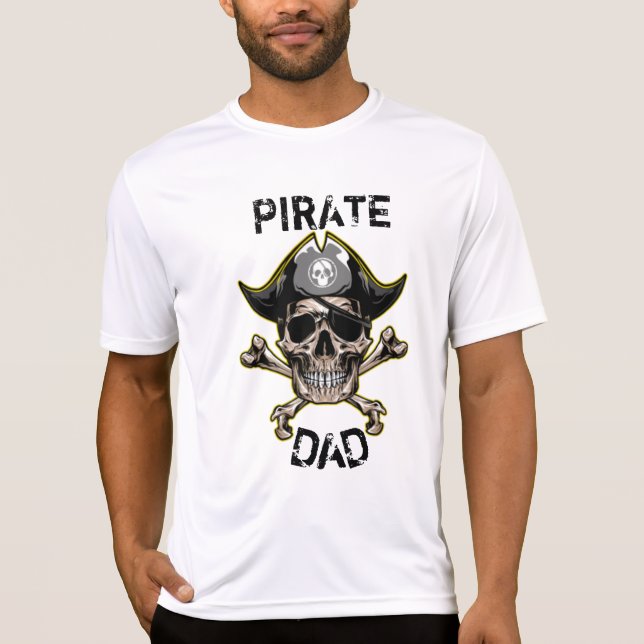 Pirate theme Party Adult Skull Cross Bones White T-Shirt (Front)