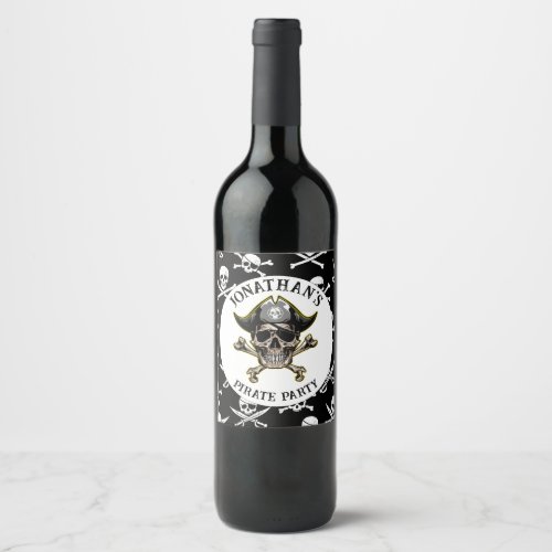 Pirate theme Party Adult Skull Gift Tag Wine Label