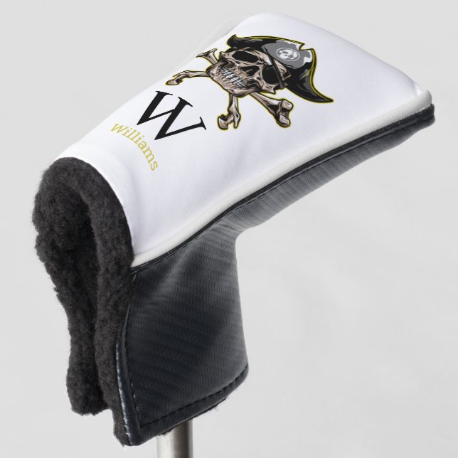 Pirate theme Party Adult Skull Monogram   Golf Head Cover (3/4 Front)