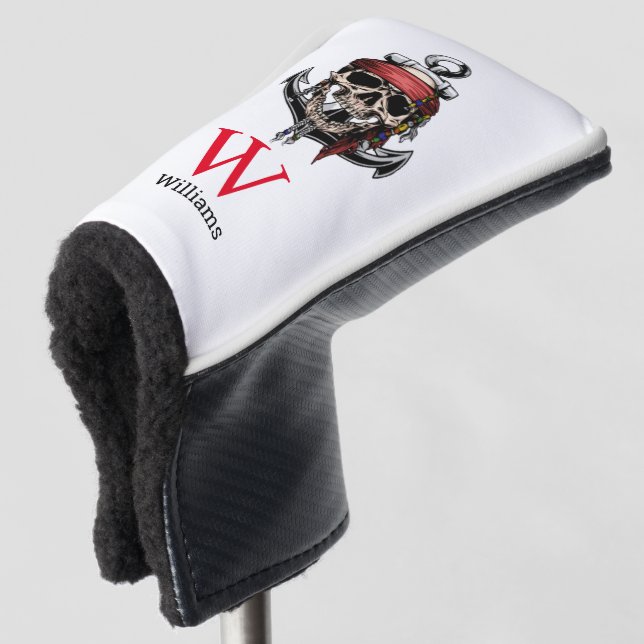 Pirate theme Party Adult Skull Monogram Nautical   Golf Head Cover (3/4 Front)