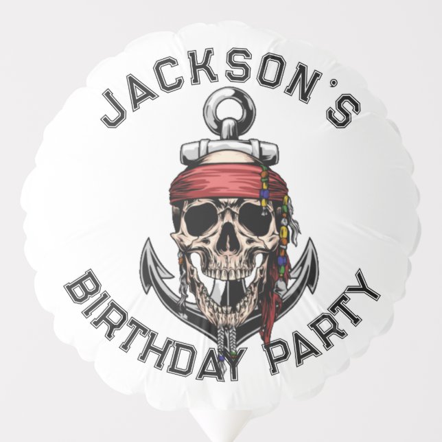 Pirate theme Party Adult Skull  NAUTICAL White Balloon (Front)