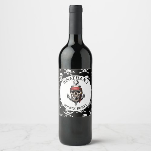 Pirate theme Party Adult Skull  Nautical Wine Label