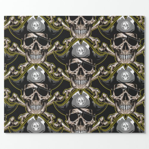 Pirate theme Party Adult Skulls  Wrapping Paper
