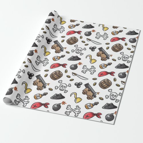 Pirate theme pattern wrapping paper