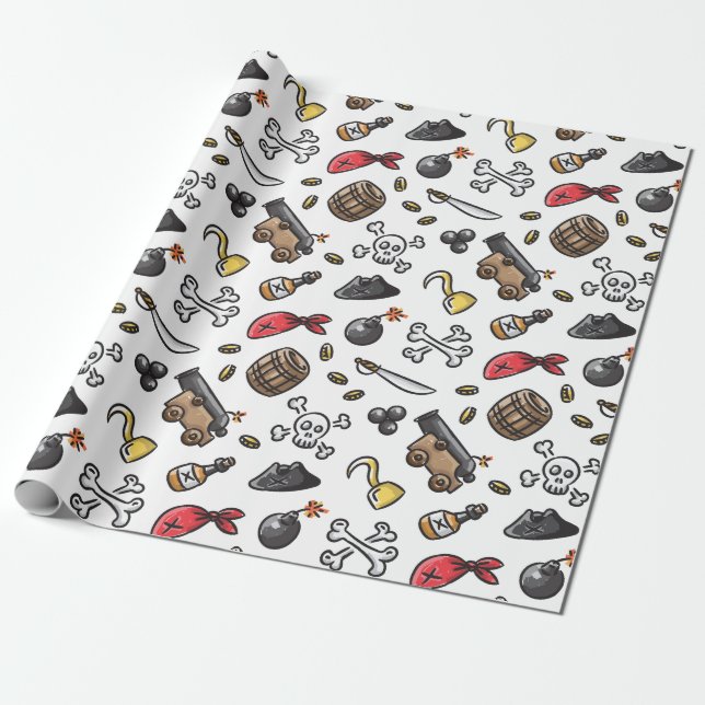 Pirate theme pattern wrapping paper (Unrolled)