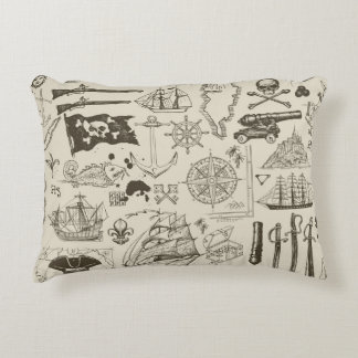 Pirate theme: vintage nautical pattern. accent pillow