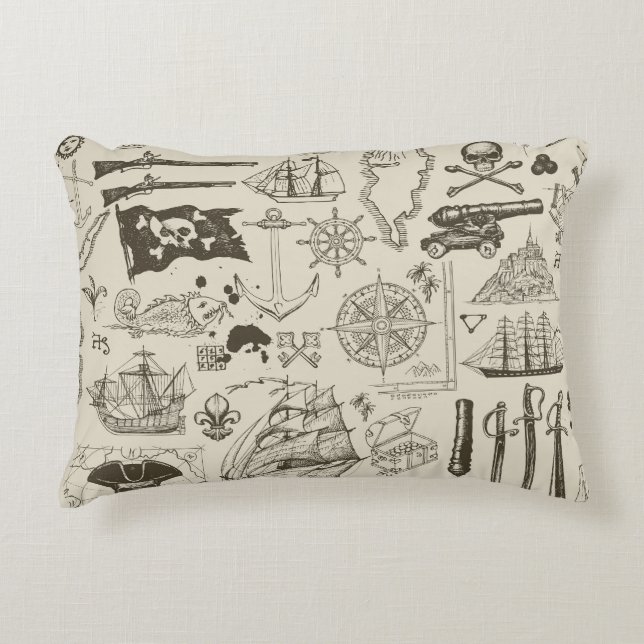 Pirate theme: vintage nautical pattern. accent pillow (Front)
