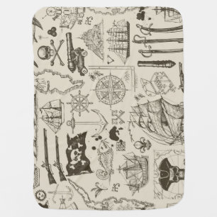 Pirate theme: vintage nautical pattern. baby blanket