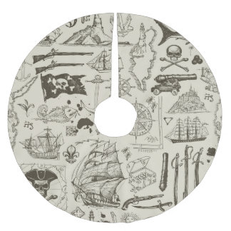 Pirate theme: vintage nautical pattern. brushed polyester tree skirt