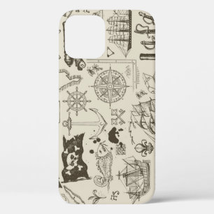 Pirate theme: vintage nautical pattern. iPhone 12 case