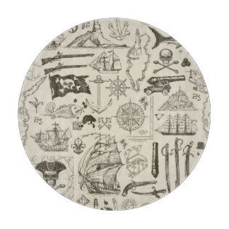 Pirate theme: vintage nautical pattern. cutting board
