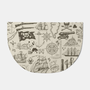 Pirate theme: vintage nautical pattern. doormat