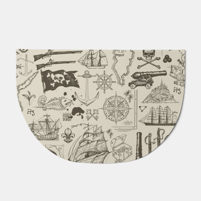 Pirate theme: vintage nautical pattern. doormat (Front)
