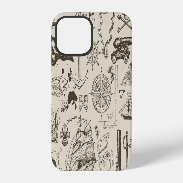 Pirate theme: vintage nautical pattern. iphone case (Back)