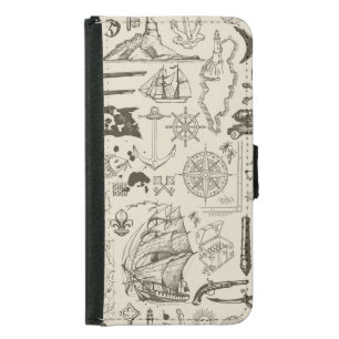 Pirate theme: vintage nautical pattern. samsung galaxy s5 wallet case
