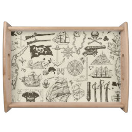Pirate theme: vintage nautical pattern. serving tray