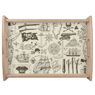 Pirate theme: vintage nautical pattern. serving tray