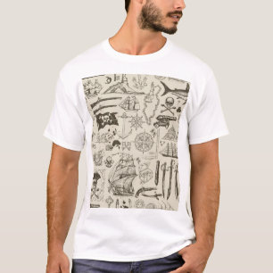 Pirate theme: vintage nautical pattern. T-Shirt