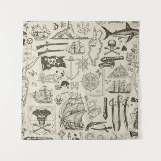 Pirate theme: vintage nautical pattern. tapestry