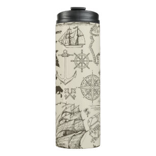 Pirate theme: vintage nautical pattern. thermal tumbler