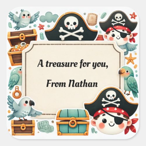 Pirate_Themed A Treasure for You  Square Sticker