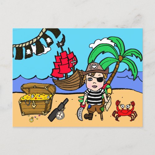 Pirate Themed Birthday Invitation Postcard