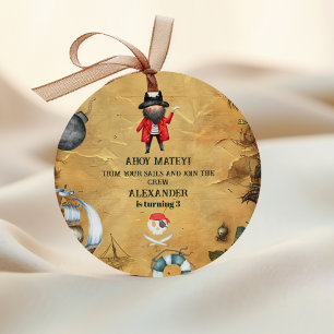 Pirate Themed Birthday Party Classic Round Sticker