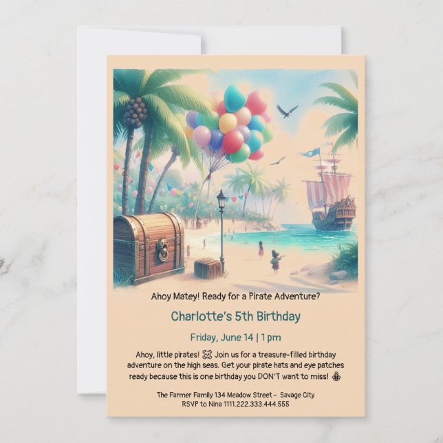 Pirate-Themed Birthday Party Invitation (Front)
