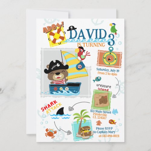 Pirate Themed Birthday Party Invitation