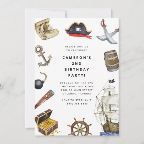 Pirate Themed Birthday Party Invitation