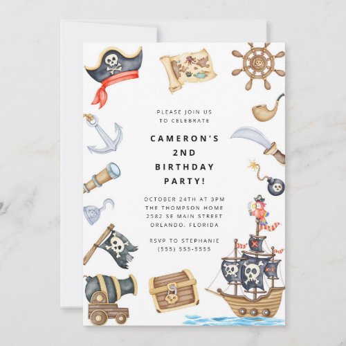 Pirate Themed Birthday Party Invitation