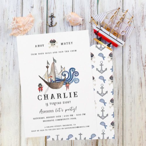 Pirate Themed Birthday Party Invitation