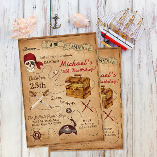 Pirate Themed Birthday Party Invitation