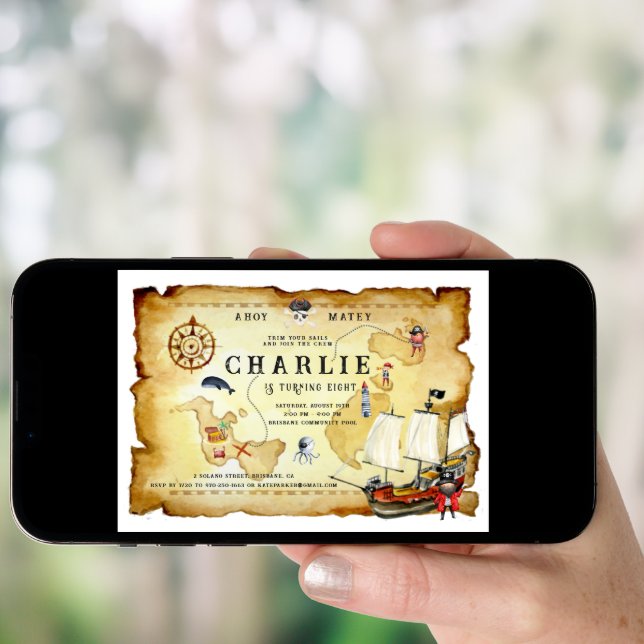 Pirate Themed Birthday Party Invitation (Front Digital)