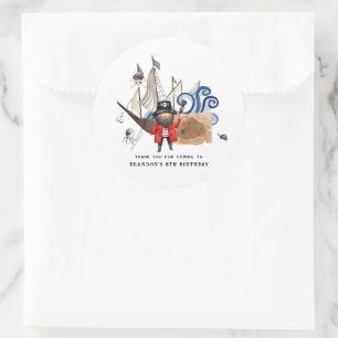 Pirate Themed Birthday Party Thank You Favor Classic Round Sticker