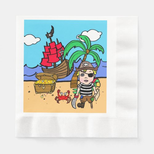 Pirate Themed Boys Birthday Party Napkins