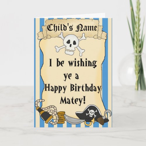 Pirate Themed Child Happy Birthday Card 2