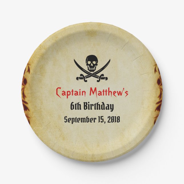 Pirate Themed Customizable Paper Plates (Front)
