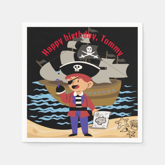 Pirate themed fun paper napkin/ skull & crossbones napkins (Front)