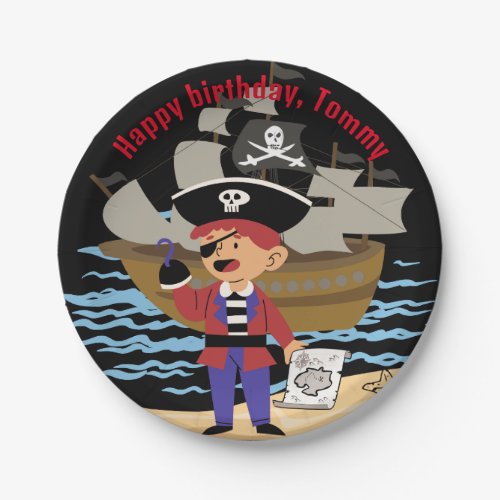 Pirate themed fun paper plate  skull  crossbones