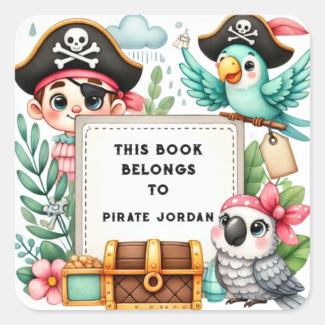 Pirate-Themed "This Book Belongs to Pirate" Label (Front)