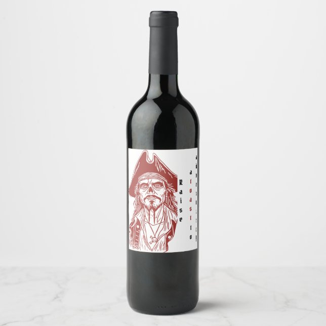Pirate-Themed with Personalized Advent Wine Label (Front)