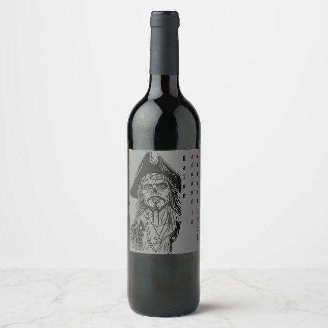 Pirate-Themed with Personalized Advent Wine Label (Front)