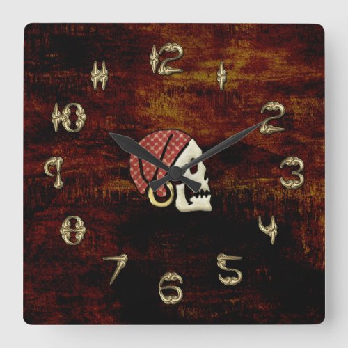 Pirate Timekeeper Square Wall Clock