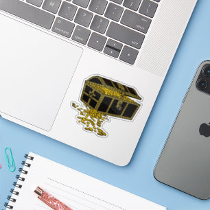 Pirate Treasure Chest Gold Coins Vinyl Sticker